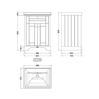Hudson Reed Old London 2 Door Floorstanding Vanity Unit With Classic Basin - Image 2