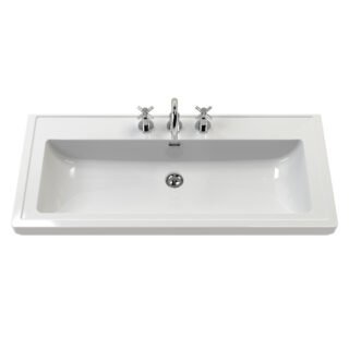 Hudson Reed Old London 2 Door Floorstanding Vanity Unit With Classic Fireclay Basin - 3 TH - 1000mm Wide - Image 5