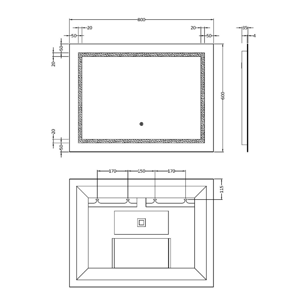 Hudson Reed Touch Sensor Illuminated Mirror - Silver - Image 7