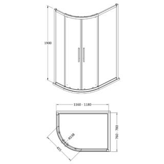 Hudson Reed Apex Offset Quadrant Shower Enclosure With Handle - Chrome - Image 21