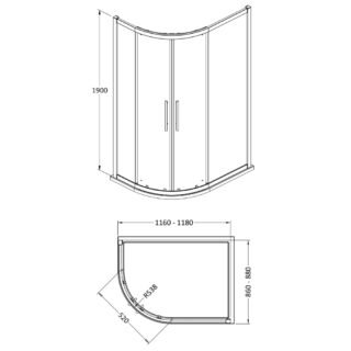 Hudson Reed Apex Offset Quadrant Shower Enclosure With Handle - Chrome - Image 16