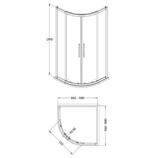 Hudson Reed Apex Quadrant Shower Enclosure With T Shape Handle - Matt Black - Image 3