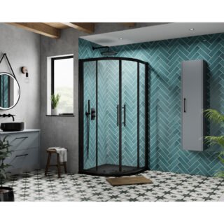 Hudson Reed Apex Quadrant Shower Enclosure With T Shape Handle - Matt Black - Image 2