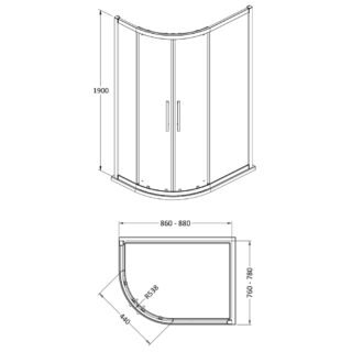 Hudson Reed Apex Offset Quadrant Shower Enclosure With Handle - Chrome - Image 10