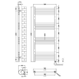 Hudson Reed Round Bar Electric Heated Towel Rail - Matt Black - Image 4