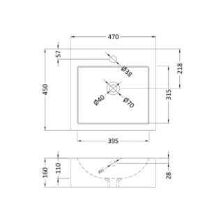 Hudson Reed Sit On Countertop Basin - 470mm Wide - 1 TH - White - Image 2
