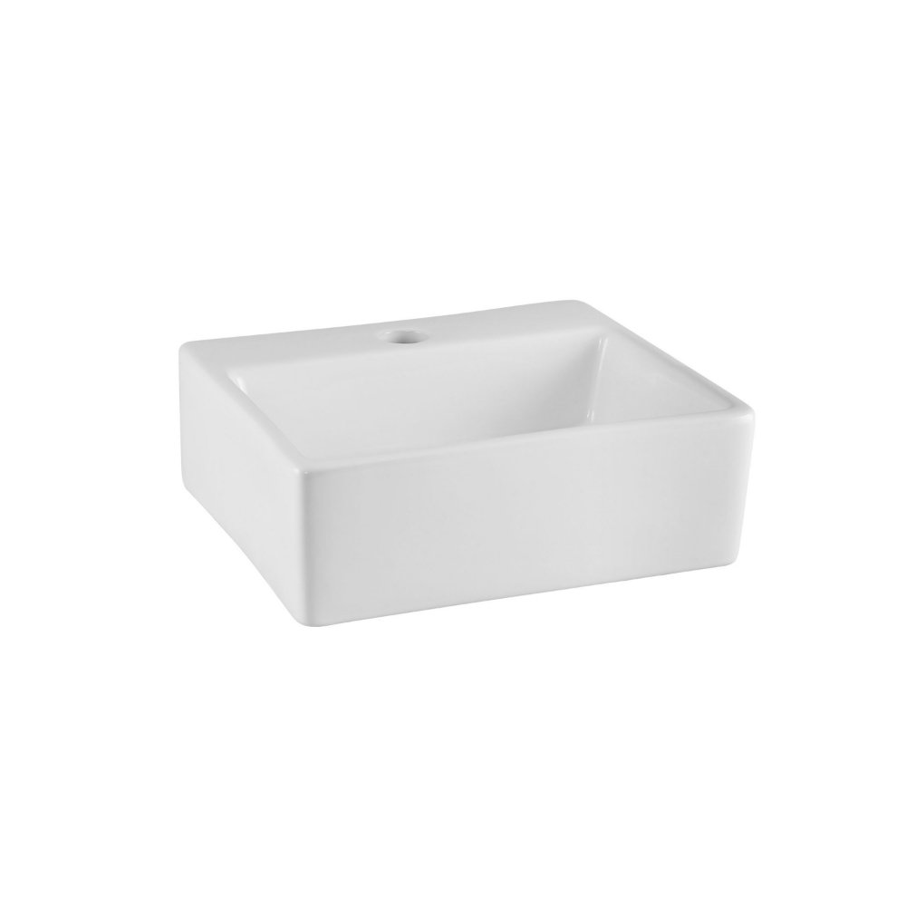 Hudson Reed Rectangular Sit On Countertop Basin - 335mm Wide - 1 TH - White