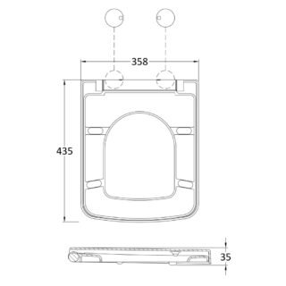 Hudson Reed Square Soft Close Seat With Hinges And Cover Cap - Gloss White - Image 2