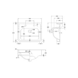 Hudson Reed Richmond Basin With Washstand - 560mm Wide - White - Image 3