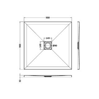 Hudson Reed Slimline Square Shower Tray - Grey Slate - Image 3