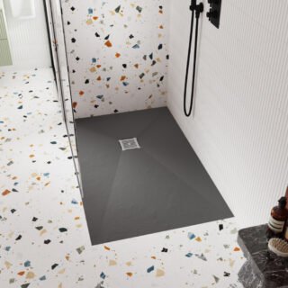 Hudson Reed Slimline Rectangular Shower Tray - Grey Slate - Image 2