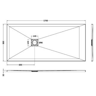 Hudson Reed Slimline Rectangular Shower Tray - Grey Slate - Image 16
