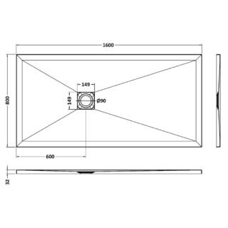 Hudson Reed Rectangular Shower Tray - Black Slate - Image 14