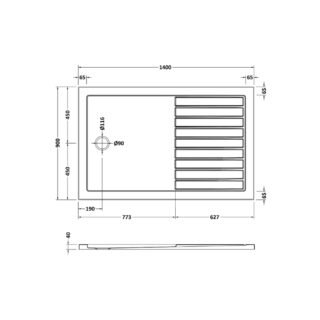 Hudson Reed Slip Resistant Rectangular Walk-In Shower Tray - White - Image 3
