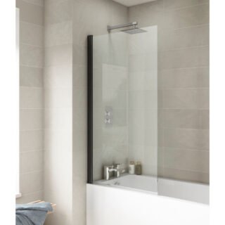 Hudson Reed Square Hinged Bath Screen - 1400mm x 785mm - Matt Black - Image 3