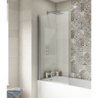Hudson Reed Square Hinged Bath Screen - 1430mm x 785mm - Chrome - Image 3