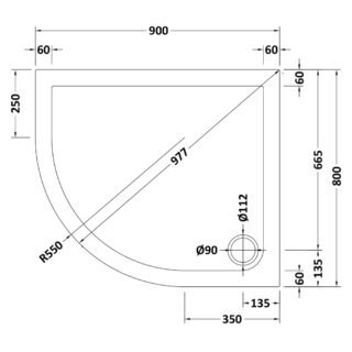 Hudson Reed Offset Quadrant Shower Tray - White - Image 4