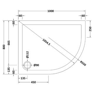 Hudson Reed Offset Quadrant Shower Tray - White - Image 7