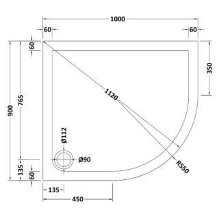 Hudson Reed Offset Quadrant Shower Tray - White - Image 9