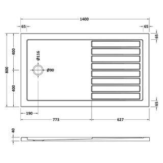 Hudson Reed Rectangular Walk-In Shower Tray - White - Image 7