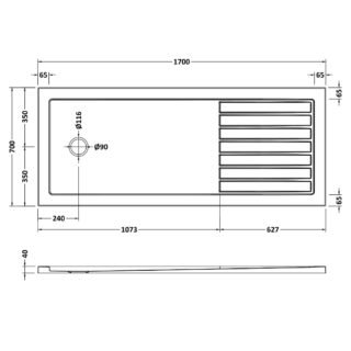 Hudson Reed Rectangular Walk-In Shower Tray - White - Image 10