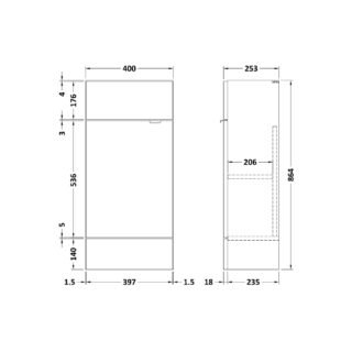Hudson Reed Fusion Compact 1 Door Fitted Floor Standing Vanity Unit - 400mm Wide - Image 3