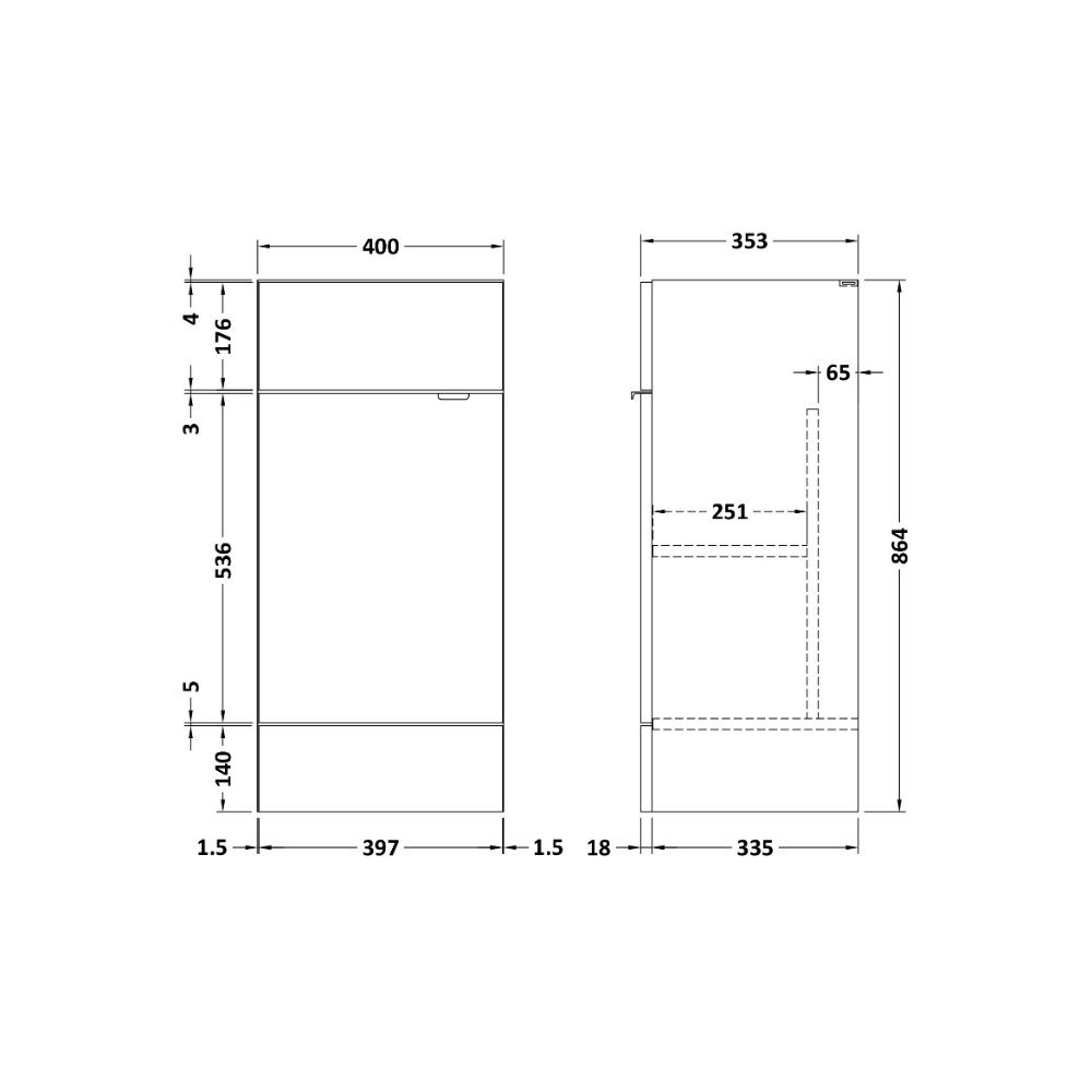 Hudson Reed Fusion 1 Door Fitted Floor Standing Vanity Unit - 400mm Wide - Image 3