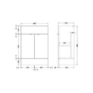 Hudson Reed Fusion 2 Door Fitted Floor Standing Vanity Unit - 600mm Wide - Image 3