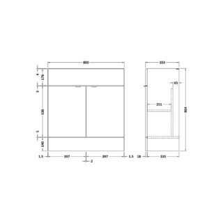 Hudson Reed Fusion 2 Door Fitted Floor Standing Vanity Unit - 800mm Wide - Image 3