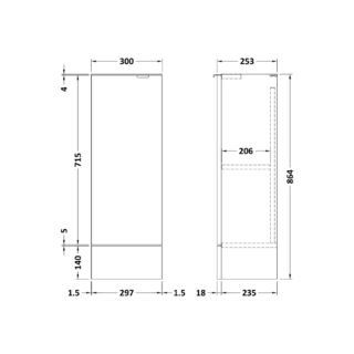 Hudson Reed Fusion 1 Door Floorstanding Compact Base Unit - 300mm Wide - Image 4