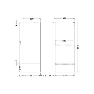 Hudson Reed Fusion 1 Door Floorstanding Base Unit - 300mm Wide - Image 5