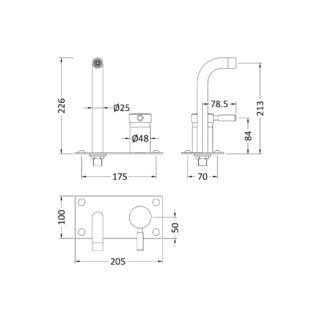 Hudson Reed Tec Single Lever Wall Mounted Basin/Bath Filler Tap - Image 2