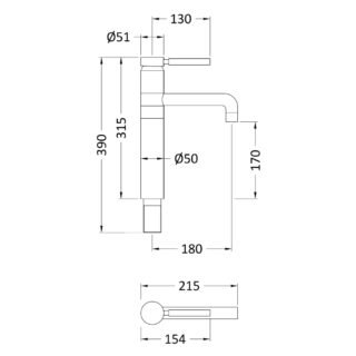 Hudson Reed Tec Single Lever Tall Basin Mixer Tap - Image 2