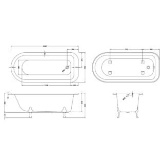 Hudson Reed Barnsbury Freestanding Bath With Leg - 1690mm x 750mm - No TH - White - Image 7