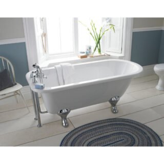 Hudson Reed Barnsbury Freestanding Bath With Leg - 1690mm x 750mm - No TH - White - Image 8