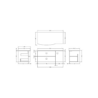 Hudson Reed Sarenna 2 Drawer And 1 Door Wall Hung Vanity Unit With Worktop - 1000mm Wide - Image 2