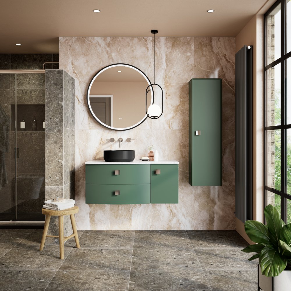 Hudson Reed Sarenna 1 Door Wall Hung Tall Storage Unit - 1200mm High - Image 5