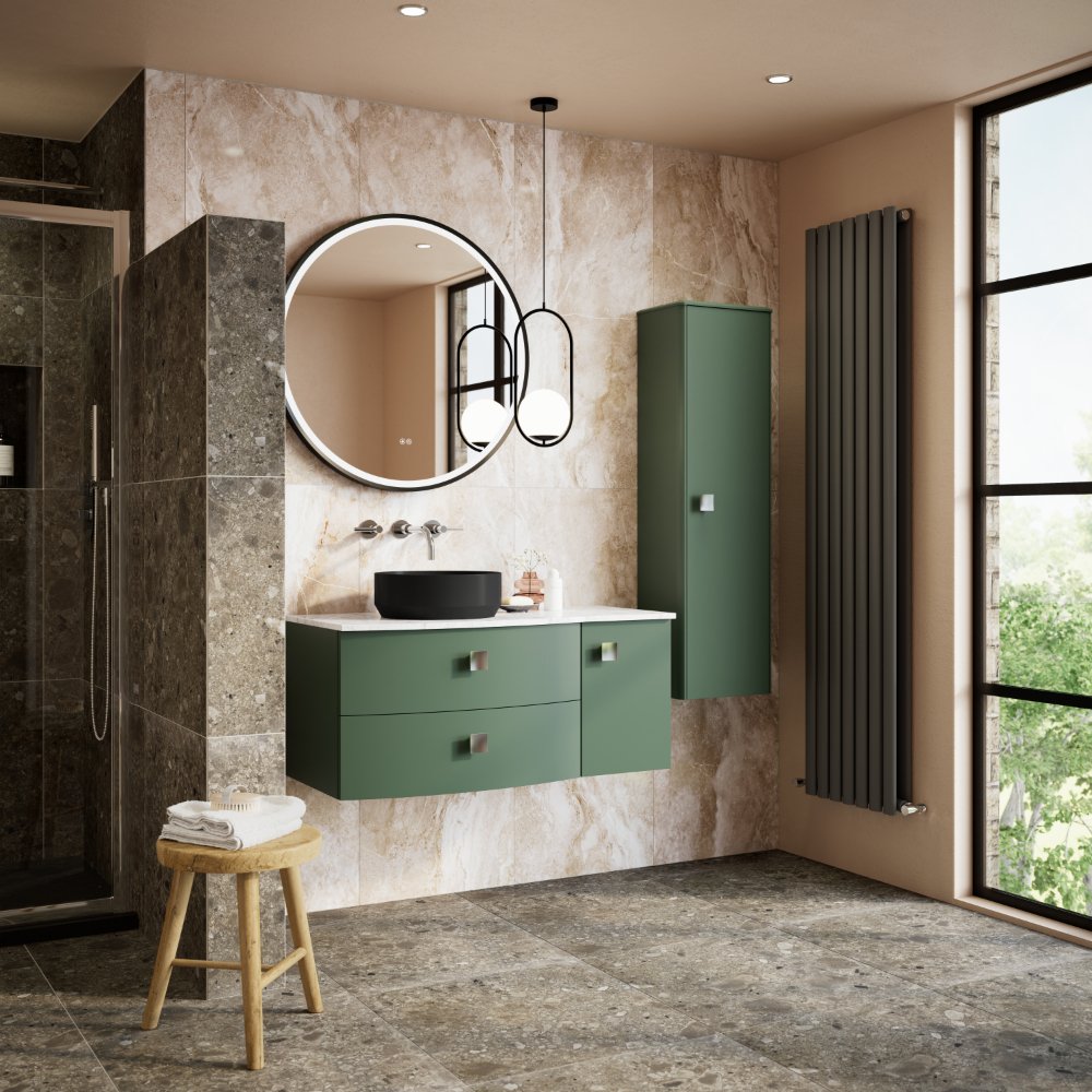 Hudson Reed Sarenna 1 Door Wall Hung Tall Storage Unit - 1200mm High - Image 4