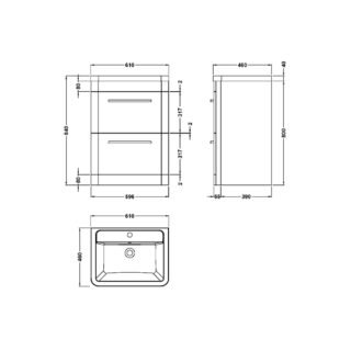 Hudson Reed Solar 2 Drawer Floorstanding Vanity Unit With Ceramic Basin - Image 5