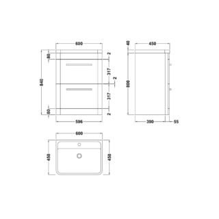 Hudson Reed Solar 2 Drawer Floorstanding Vanity Unit With Polymarble Basin - Image 2