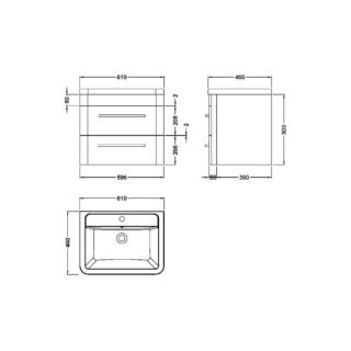 Hudson Reed Solar 2 Drawer Wall Hung Vanity Unit With Ceramic Basin - Image 5