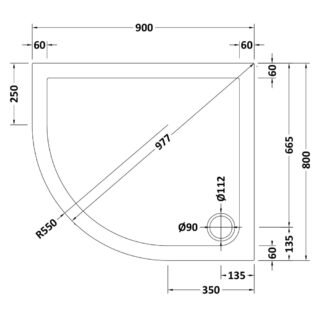 Hudson Reed Offset Quadrant Shower Tray - Grey Slate - Image 4