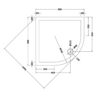 Hudson Reed Quadrant Shower Tray - Grey Slate - Image 5