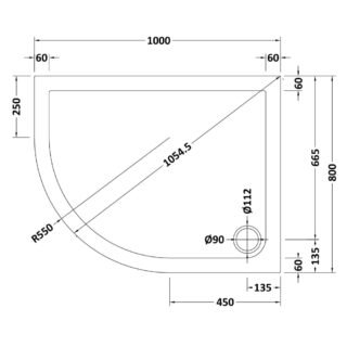 Hudson Reed Offset Quadrant Shower Tray - Grey Slate - Image 6