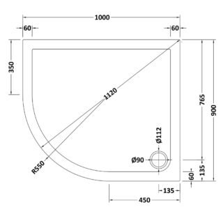Hudson Reed Offset Quadrant Shower Tray - Grey Slate - Image 8
