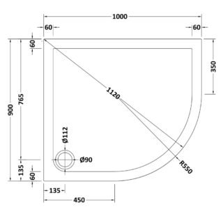 Hudson Reed Offset Quadrant Shower Tray - Grey Slate - Image 9