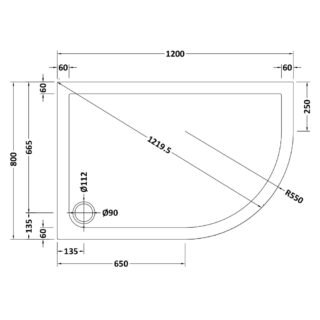 Hudson Reed Offset Quadrant Shower Tray - Grey Slate - Image 11