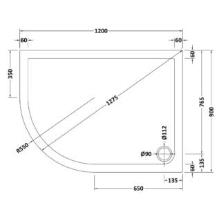 Hudson Reed Offset Quadrant Shower Tray - Grey Slate - Image 12