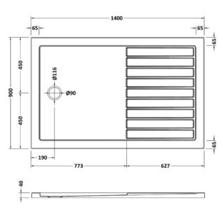 Hudson Reed Slip Resistant Rectangular Walk-In Shower Tray - Grey Slate - Image 8