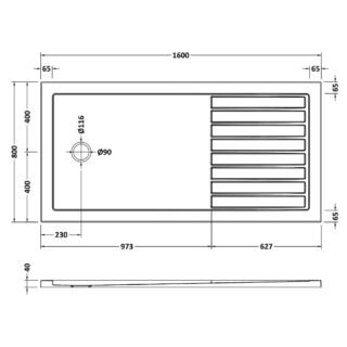Hudson Reed Slip Resistant Rectangular Walk-In Shower Tray - Grey Slate - Image 9